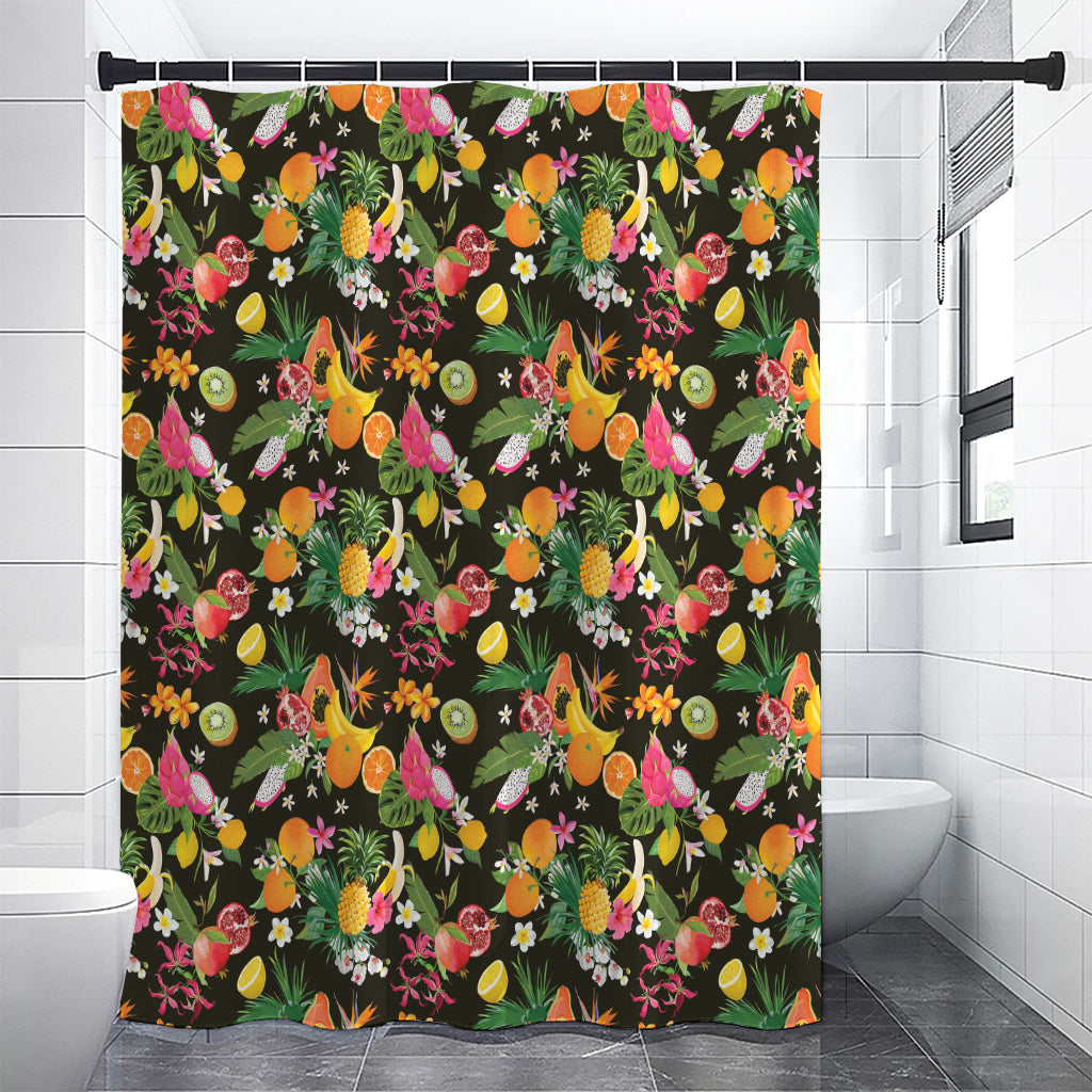 Tropical Paradise Fruits Pattern Print Premium Shower Curtain