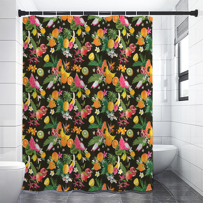Tropical Paradise Fruits Pattern Print Premium Shower Curtain