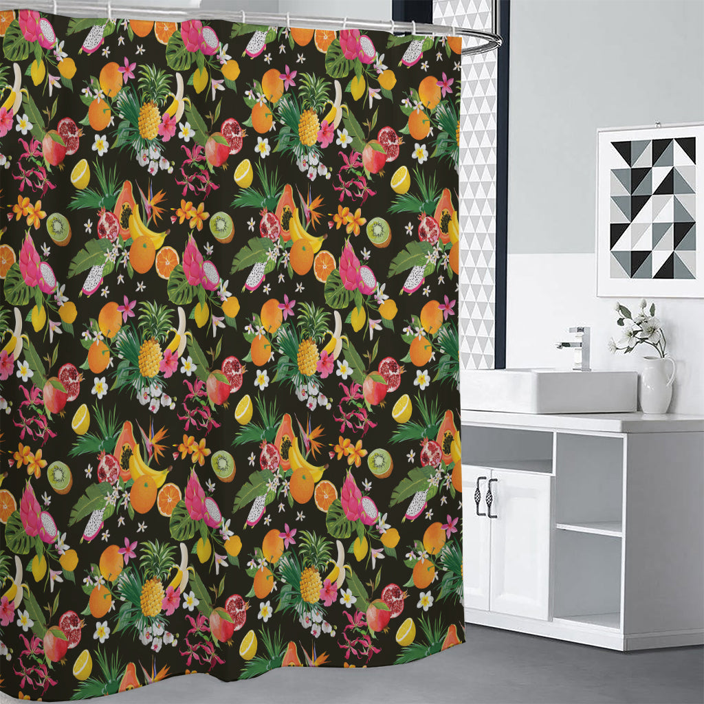 Tropical Paradise Fruits Pattern Print Premium Shower Curtain