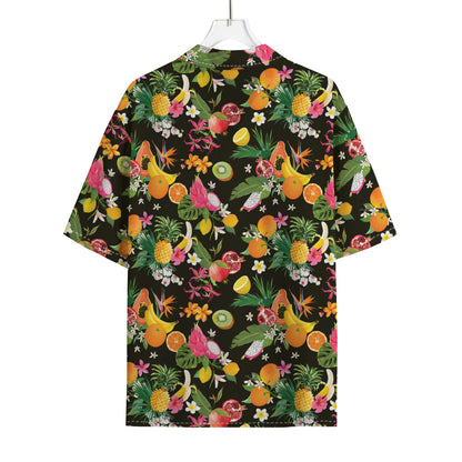 Tropical Paradise Fruits Pattern Print Rayon Hawaiian Shirt