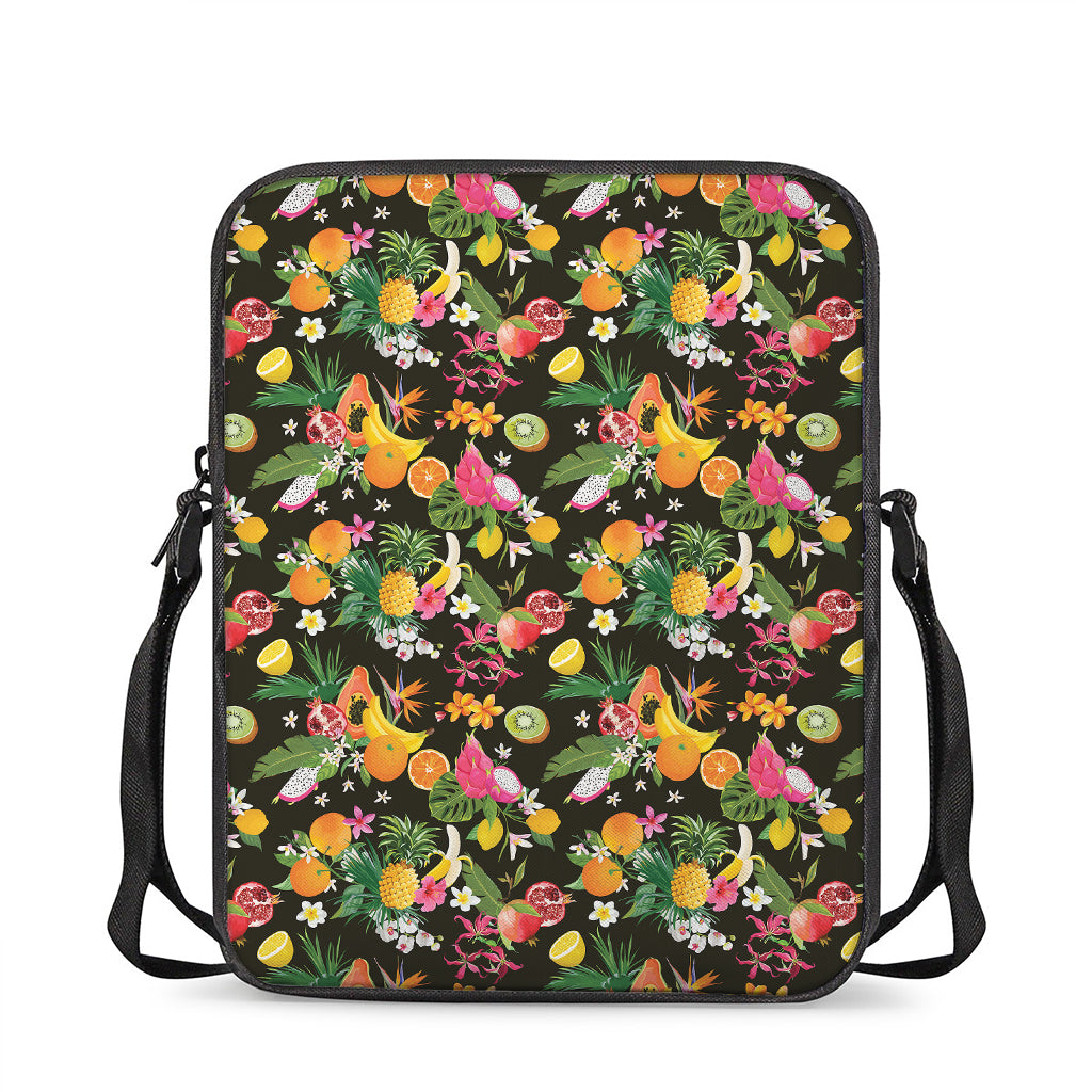 Tropical Paradise Fruits Pattern Print Rectangular Crossbody Bag