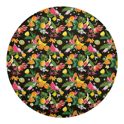 Tropical Paradise Fruits Pattern Print Round Blanket