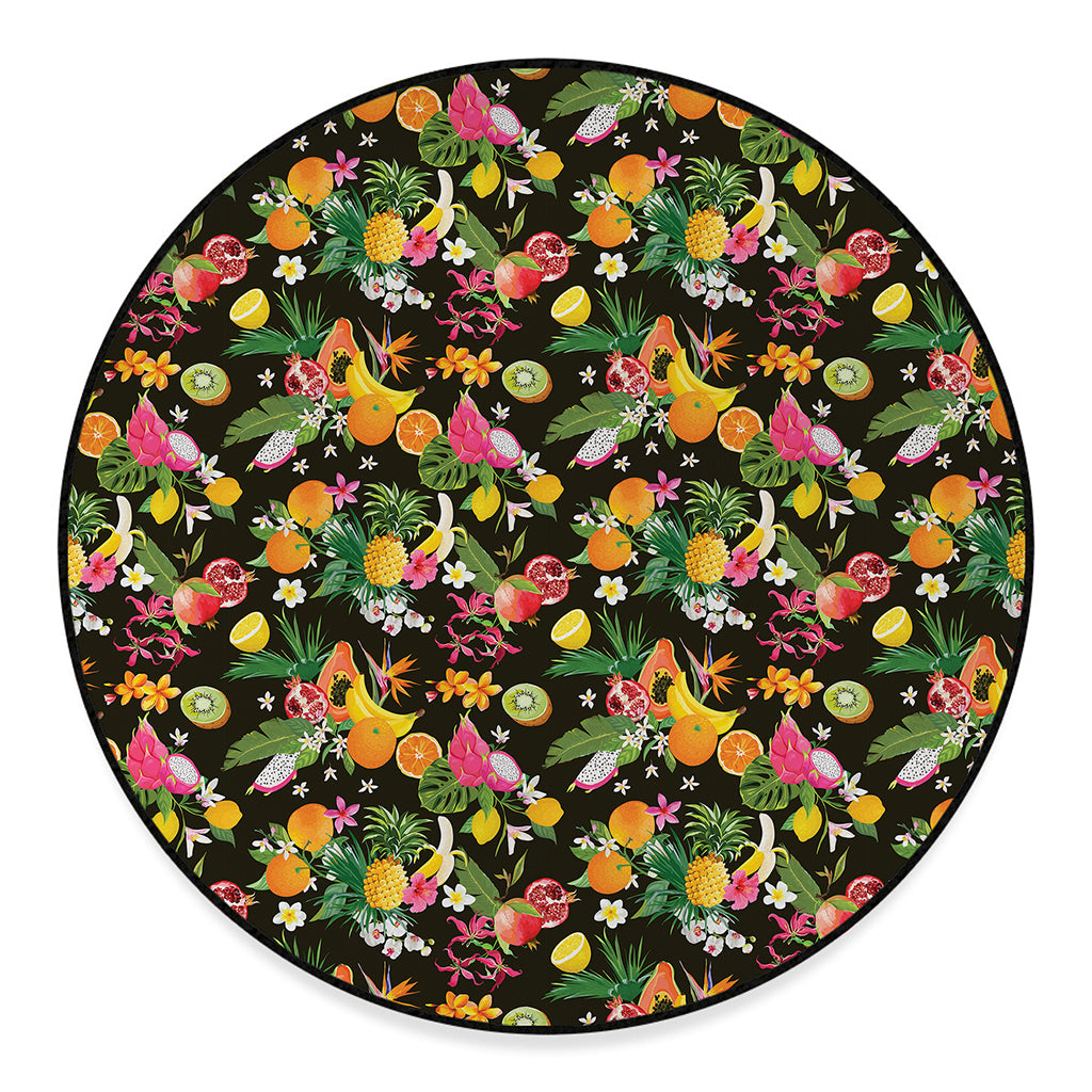 Tropical Paradise Fruits Pattern Print Round Floor Mat