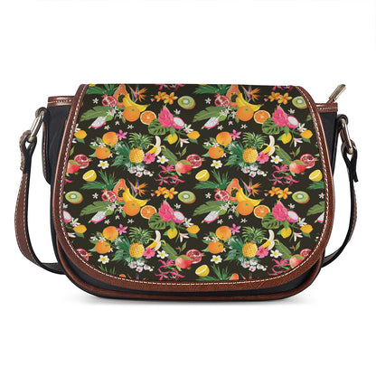 Tropical Paradise Fruits Pattern Print Saddle Bag