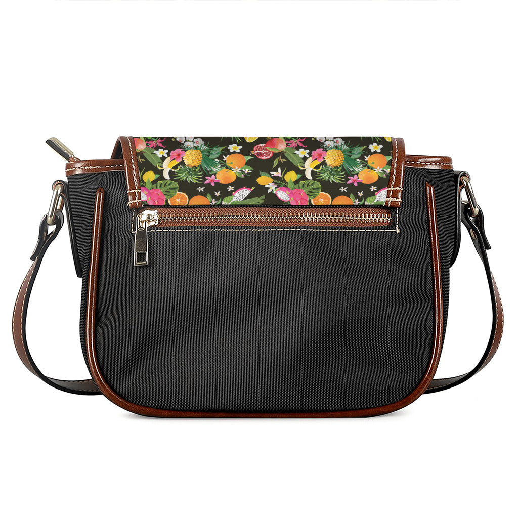 Tropical Paradise Fruits Pattern Print Saddle Bag