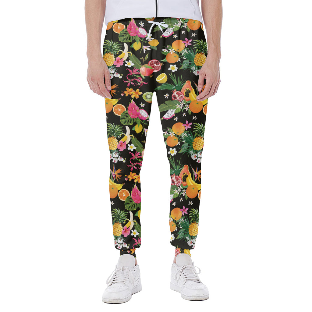 Tropical Paradise Fruits Pattern Print Scuba Joggers