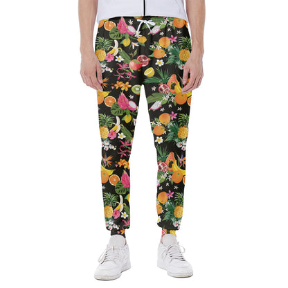Tropical Paradise Fruits Pattern Print Scuba Joggers