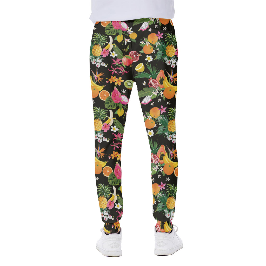 Tropical Paradise Fruits Pattern Print Scuba Joggers