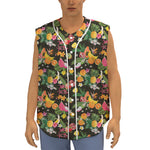 Tropical Paradise Fruits Pattern Print Sleeveless Baseball Jersey