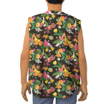 Tropical Paradise Fruits Pattern Print Sleeveless Baseball Jersey