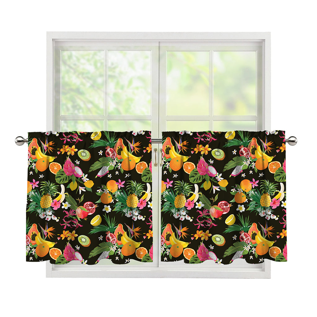 Tropical Paradise Fruits Pattern Print Tier Curtains