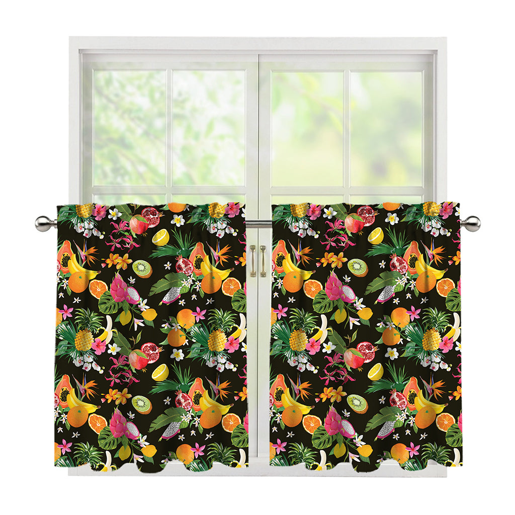 Tropical Paradise Fruits Pattern Print Tier Curtains