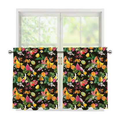 Tropical Paradise Fruits Pattern Print Tier Curtains