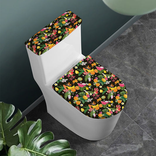 Tropical Paradise Fruits Pattern Print Toilet Lid And Tank Cover Set
