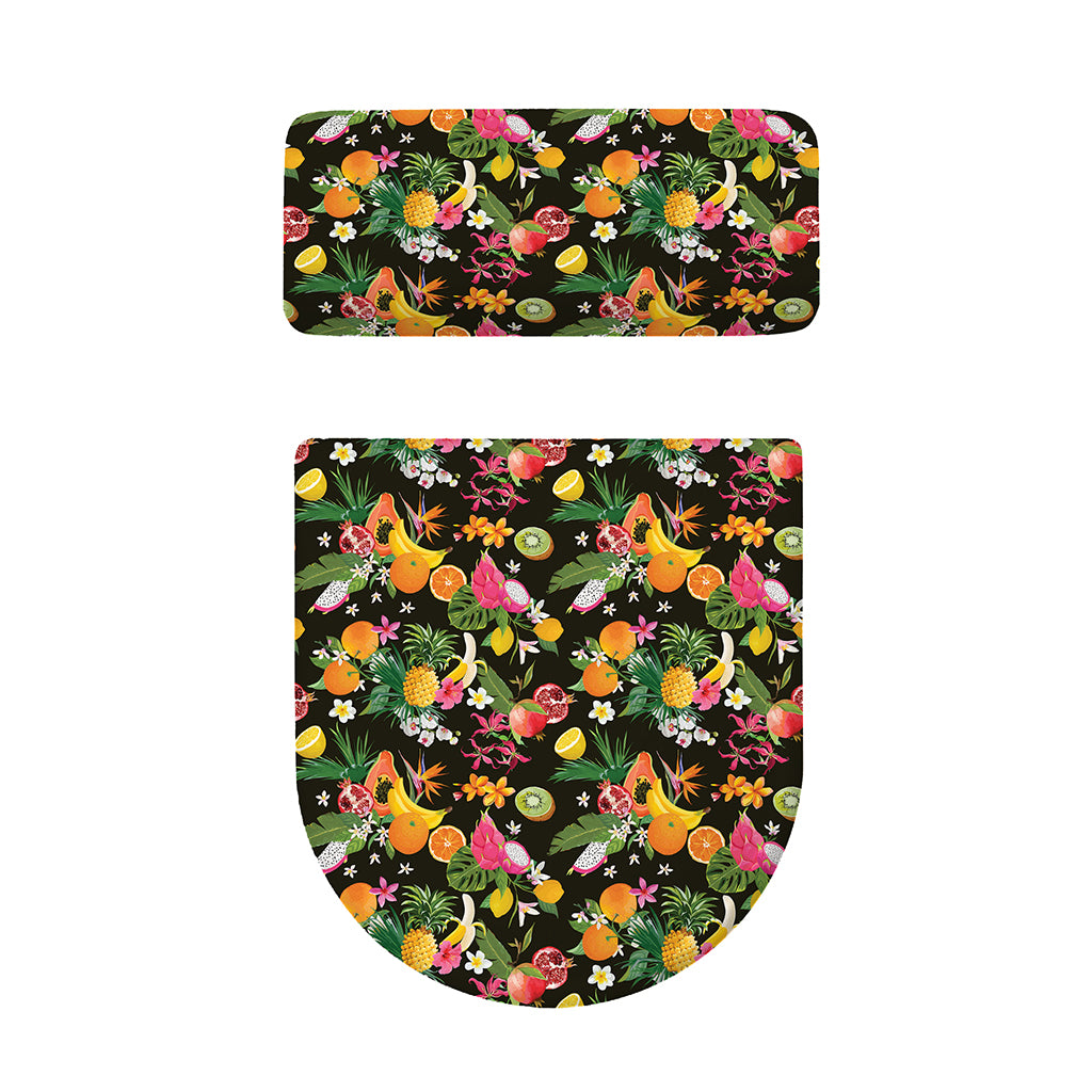 Tropical Paradise Fruits Pattern Print Toilet Lid And Tank Cover Set