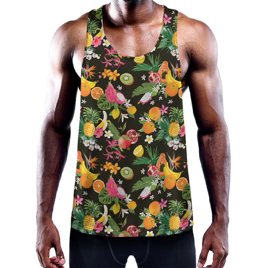 Tropical Paradise Fruits Pattern Print Training Tank Top
