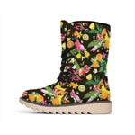 Tropical Paradise Fruits Pattern Print Winter Boots