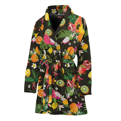Tropical Paradise Fruits Pattern Print Women's Bathrobe