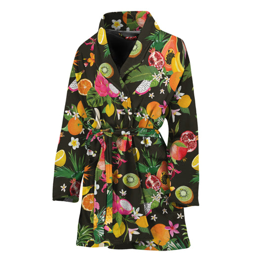 Tropical Paradise Fruits Pattern Print Women's Bathrobe