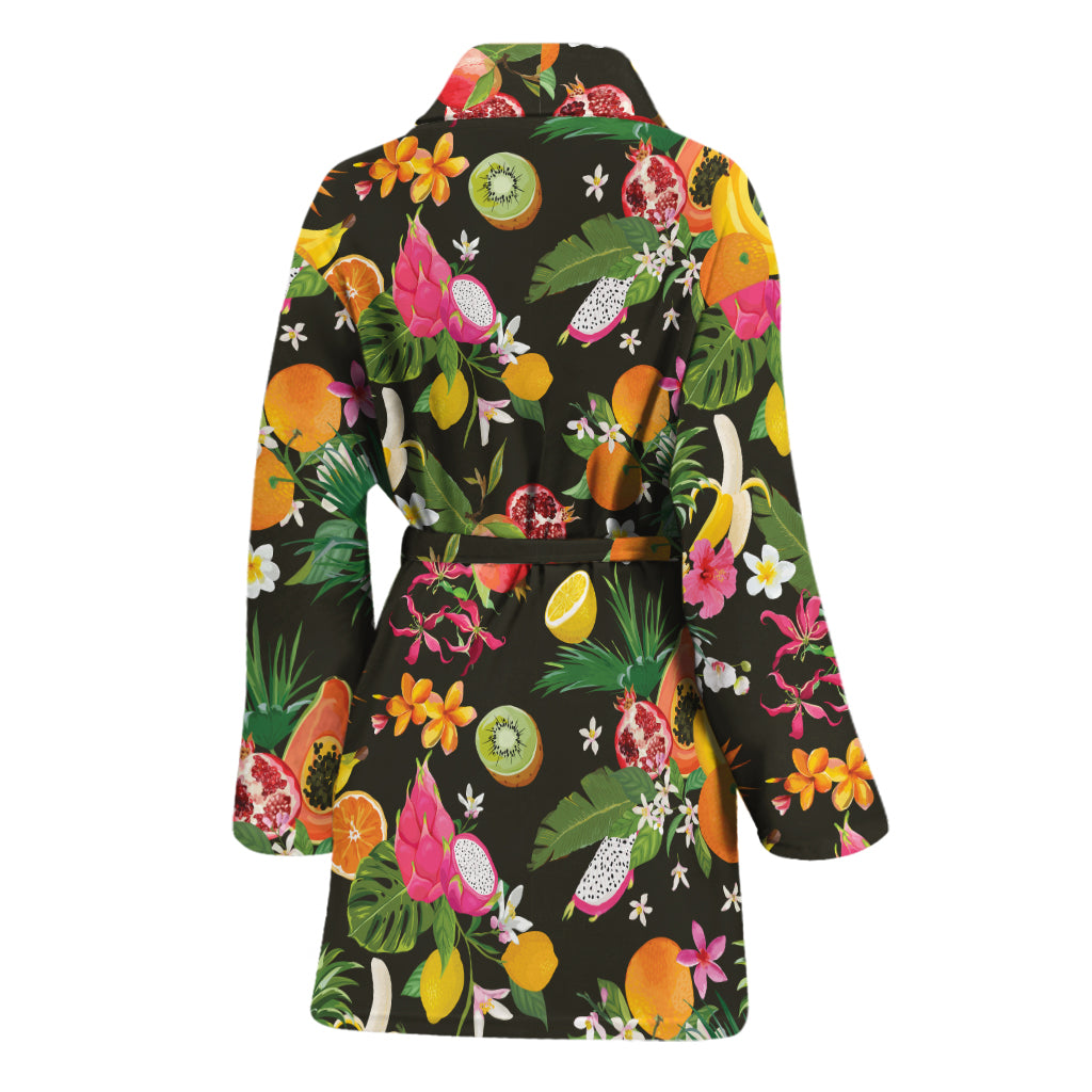 Tropical Paradise Fruits Pattern Print Women's Bathrobe