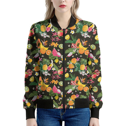 Tropical Paradise Fruits Pattern Print Women's Bomber Jacket
