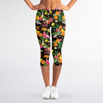 Tropical Paradise Fruits Pattern Print Women's Capri Leggings