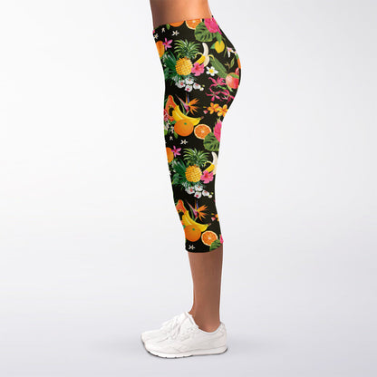 Tropical Paradise Fruits Pattern Print Women's Capri Leggings