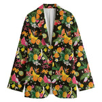 Tropical Paradise Fruits Pattern Print Women's Cotton Blazer
