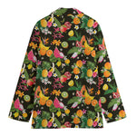 Tropical Paradise Fruits Pattern Print Women's Cotton Blazer