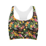 Tropical Paradise Fruits Pattern Print Women's Sports Bra
