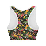 Tropical Paradise Fruits Pattern Print Women's Sports Bra