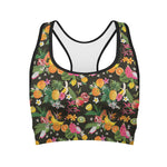 Tropical Paradise Fruits Pattern Print Women's Sports Bra