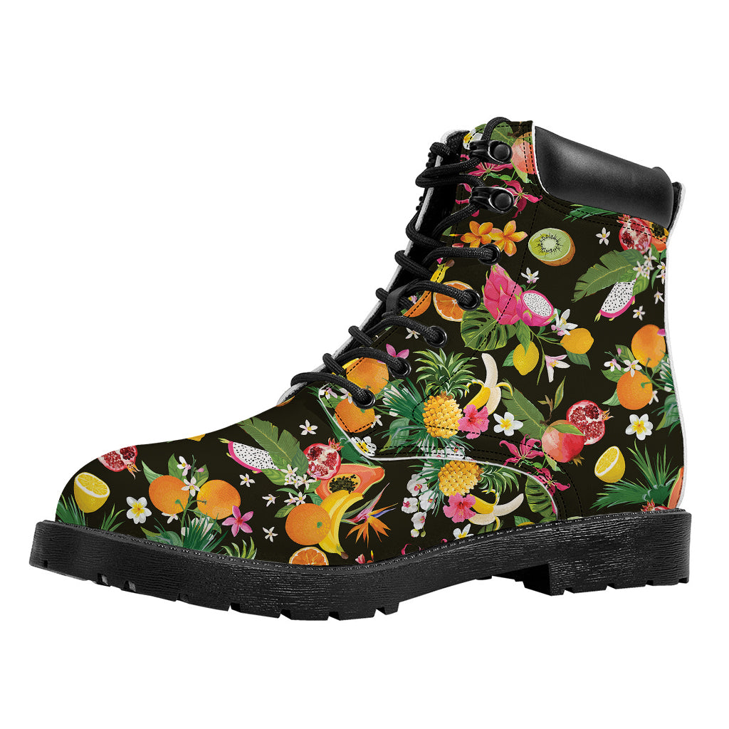 Tropical Paradise Fruits Pattern Print Work Boots