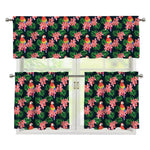 Tropical Parrot Pattern Print 3 Piece Kitchen Curtains