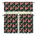Tropical Parrot Pattern Print 3 Piece Kitchen Curtains