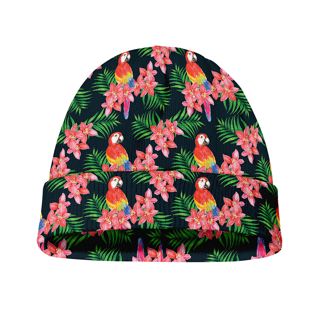 Tropical Parrot Pattern Print Beanie