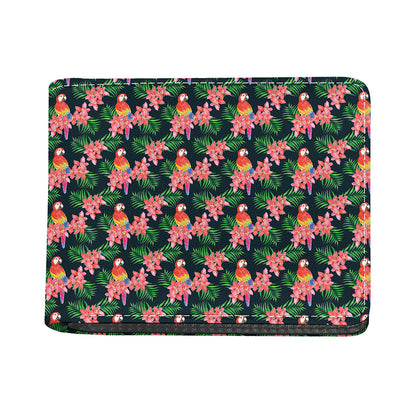 Tropical Parrot Pattern Print Bifold Wallet