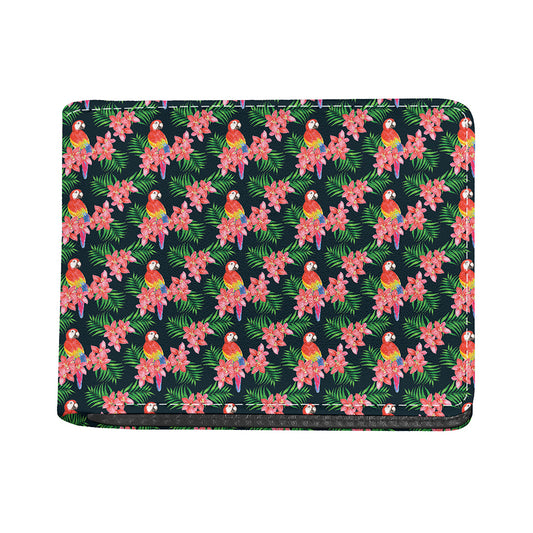 Tropical Parrot Pattern Print Bifold Wallet