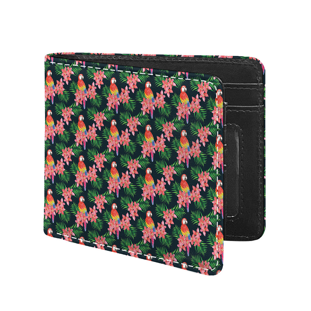 Tropical Parrot Pattern Print Bifold Wallet