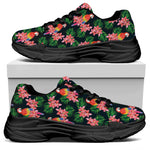 Tropical Parrot Pattern Print Black Chunky Shoes