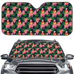 Tropical Parrot Pattern Print Car Windshield Sun Shade
