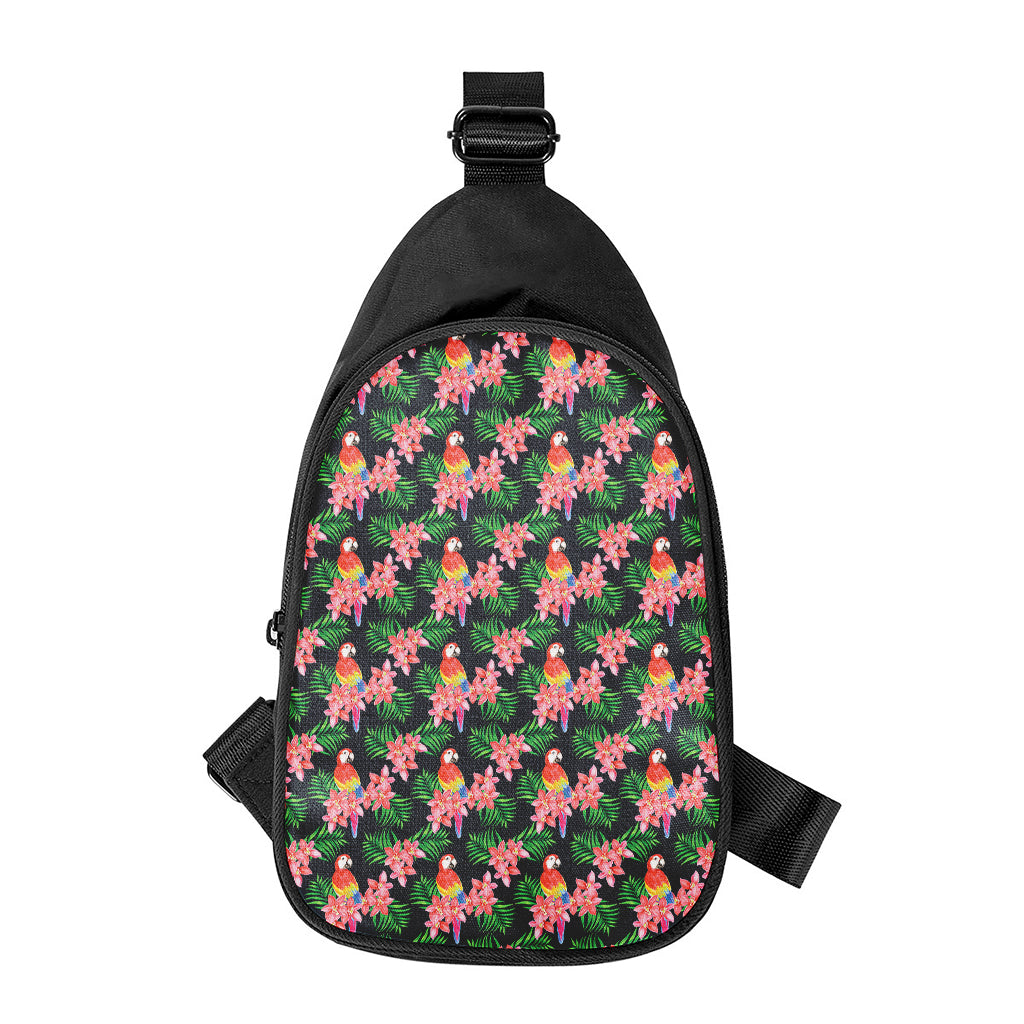 Tropical Parrot Pattern Print Chest Bag