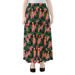 Tropical Parrot Pattern Print Chiffon Maxi Skirt