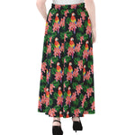 Tropical Parrot Pattern Print Chiffon Maxi Skirt