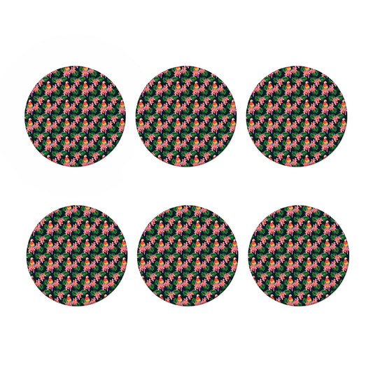 Tropical Parrot Pattern Print Coaster Set