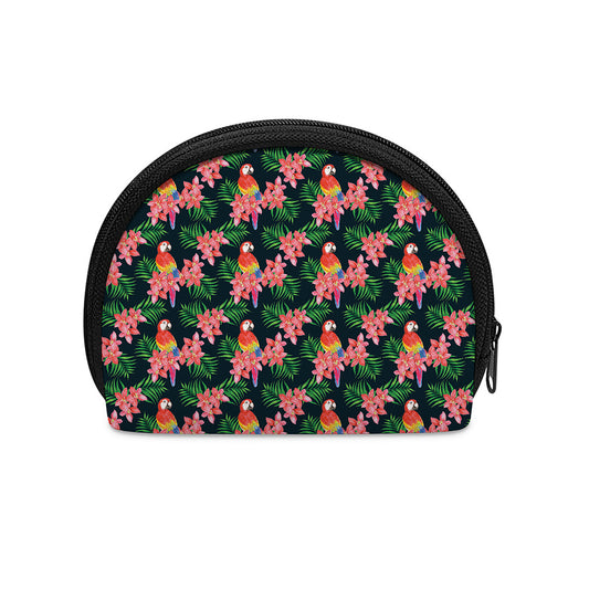 Tropical Parrot Pattern Print Coin Purse