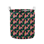 Tropical Parrot Pattern Print Collapsible Laundry Basket