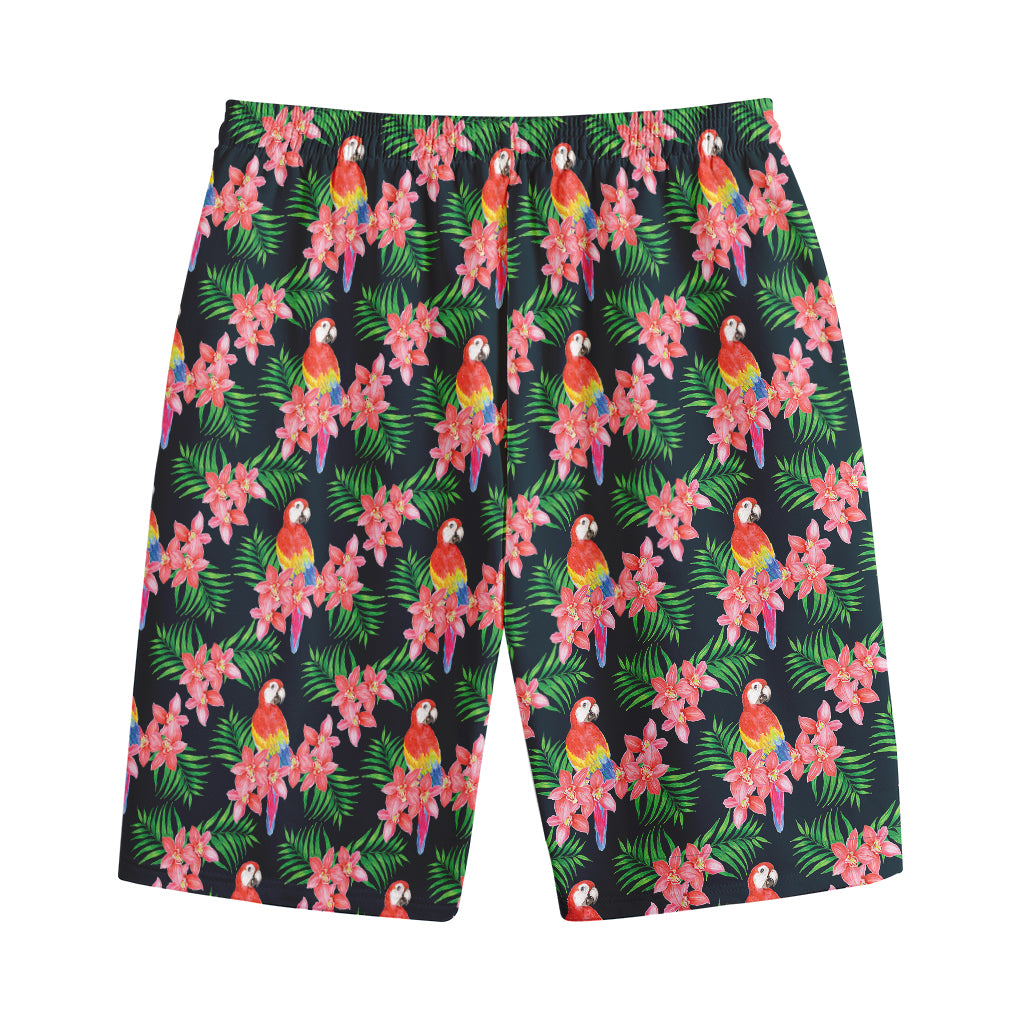 Tropical Parrot Pattern Print Cotton Shorts