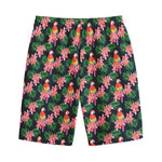 Tropical Parrot Pattern Print Cotton Shorts