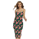 Tropical Parrot Pattern Print Cross Back Cami Dress